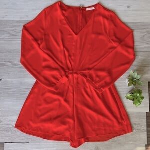 FRANCESCA'S orange ruched romper dress size L